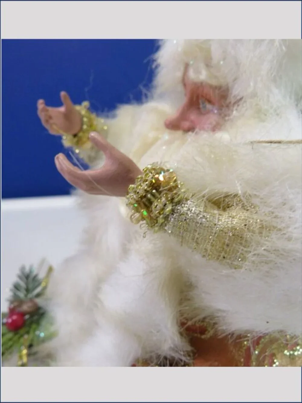 Mark Roberts Christmas Santa Fairy Elf Posable Shelf Sitter Peach Gold Brocade
